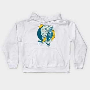 Retro Wave Royal Elephant Kids Hoodie